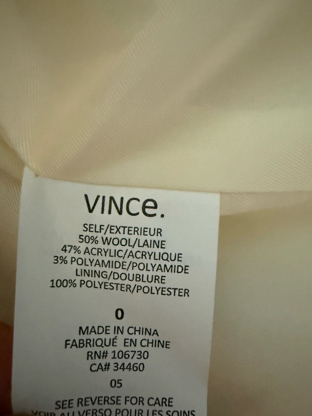 Vince Ivory Textured Wool Blend Double Breasted Blazer Jacket Size 0 - Picture 7 of 7